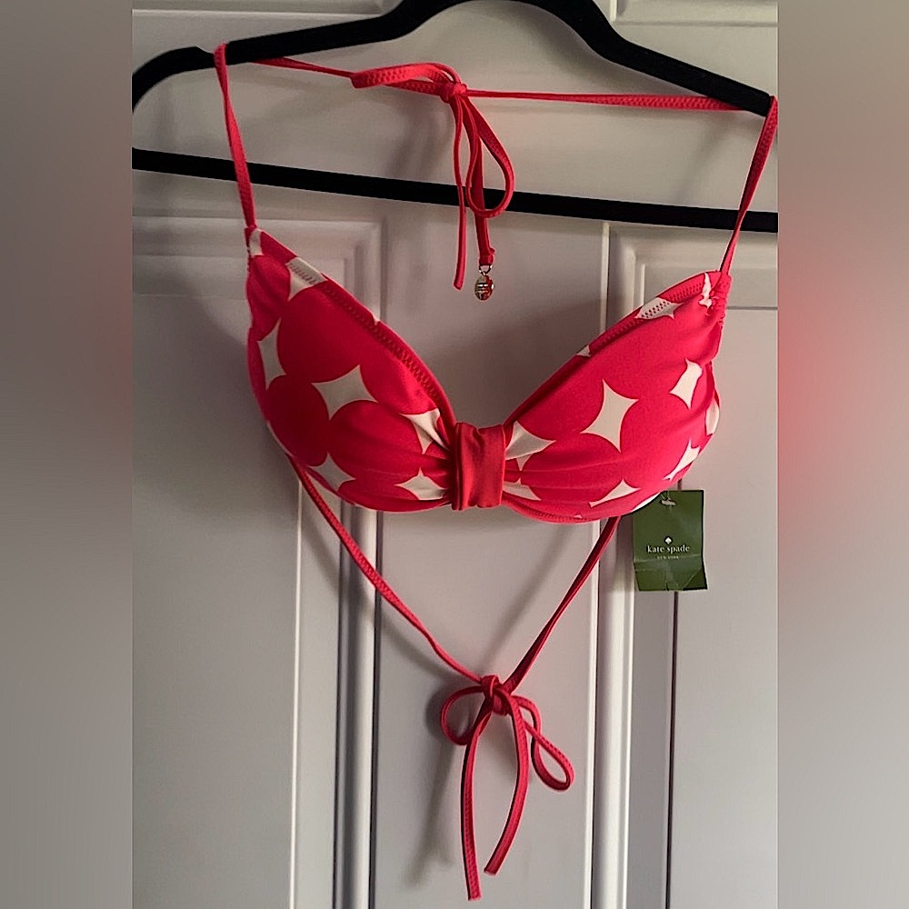 NWT RARE KATE SPADE Dive Right In Marmount Halter String Bikini Top In Geranium - Picture 6 of 17